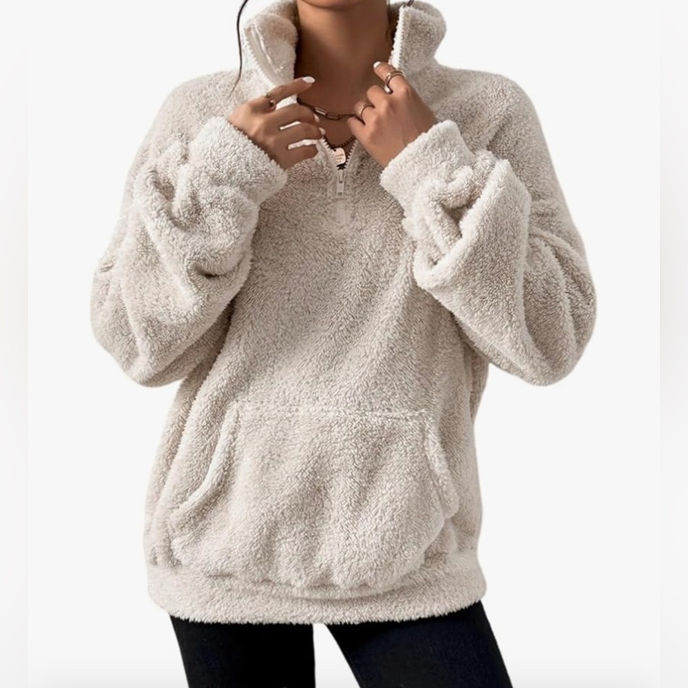 Hooey Cozy Cream Quarter Zip Sherpa Pullover